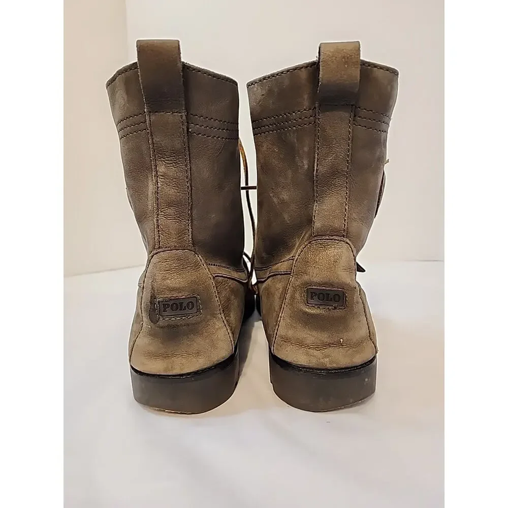 Polo Ralph Lauren Ranger Buckle Boots Mens Grey/Olive Nubuck Leather Sz 13